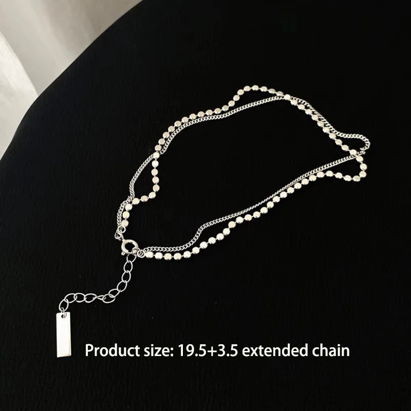 LYSEN - 
VENTFILLE 925 Sterling Silver Double Layer Anklet for Women Geometric Disc Anklet Bracelet Summer Jewelry