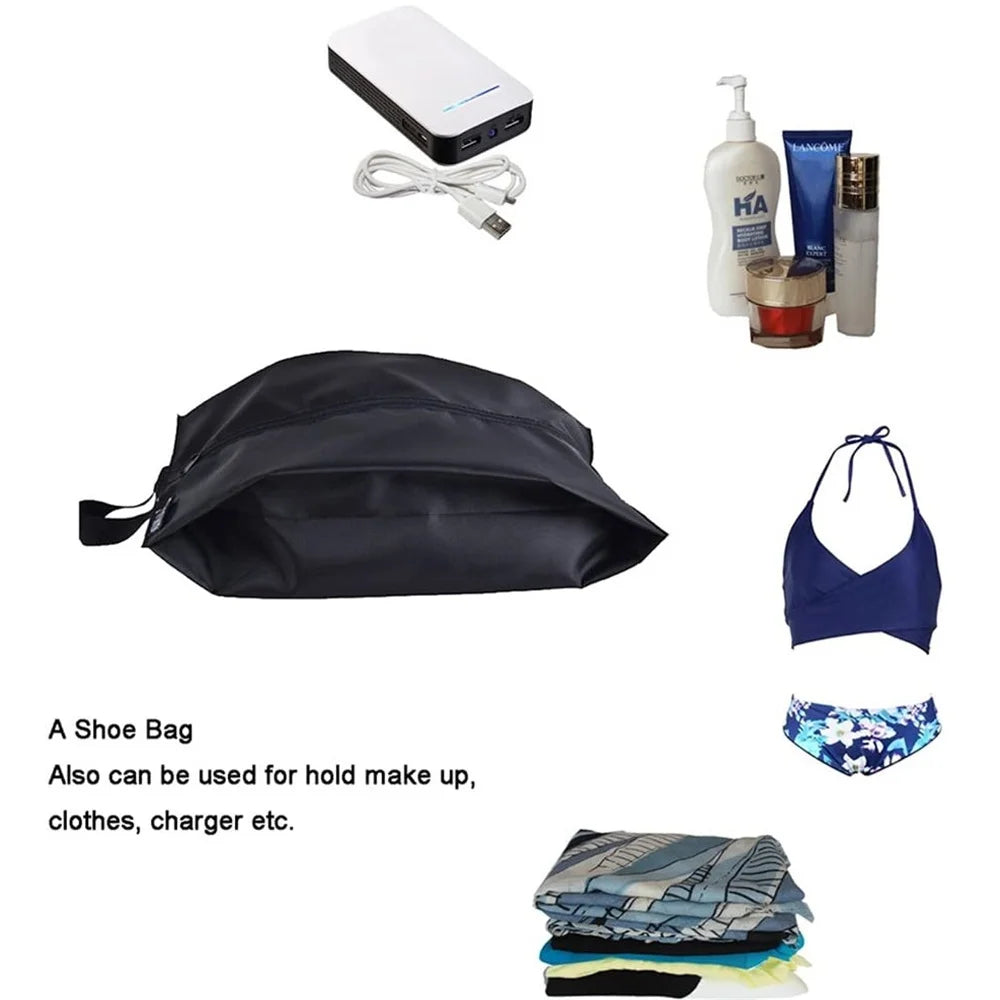 Portable -  Nylon Travel Shoe Bags with Zipper Closure for Men and Women Waterproof Shoe Organize Storage Bags Makeup Laundry Bag