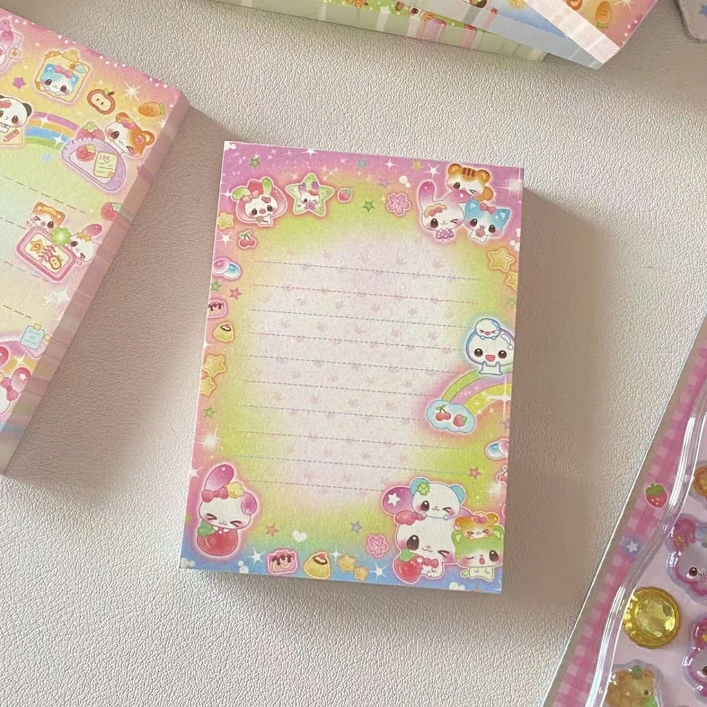 MINKYS 50 Sheets Kawaii Rainbow Bear Memo Pads Paper To Do List Journal Note Paperlaria DIY Material Stationery