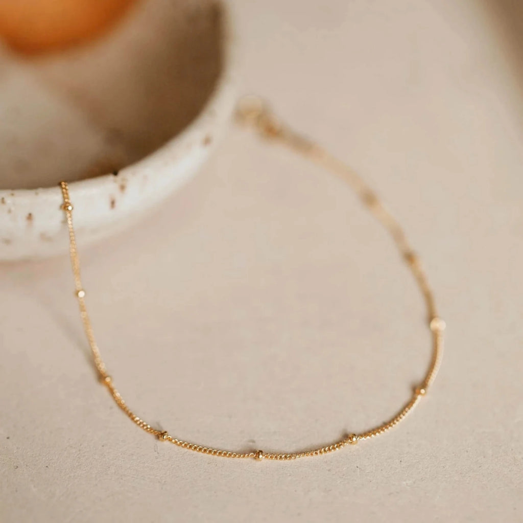 LUNABEL - 
SUNIBI Fashionable Stainless Steel Minimalist Bead Decor Anklet Chain For Women