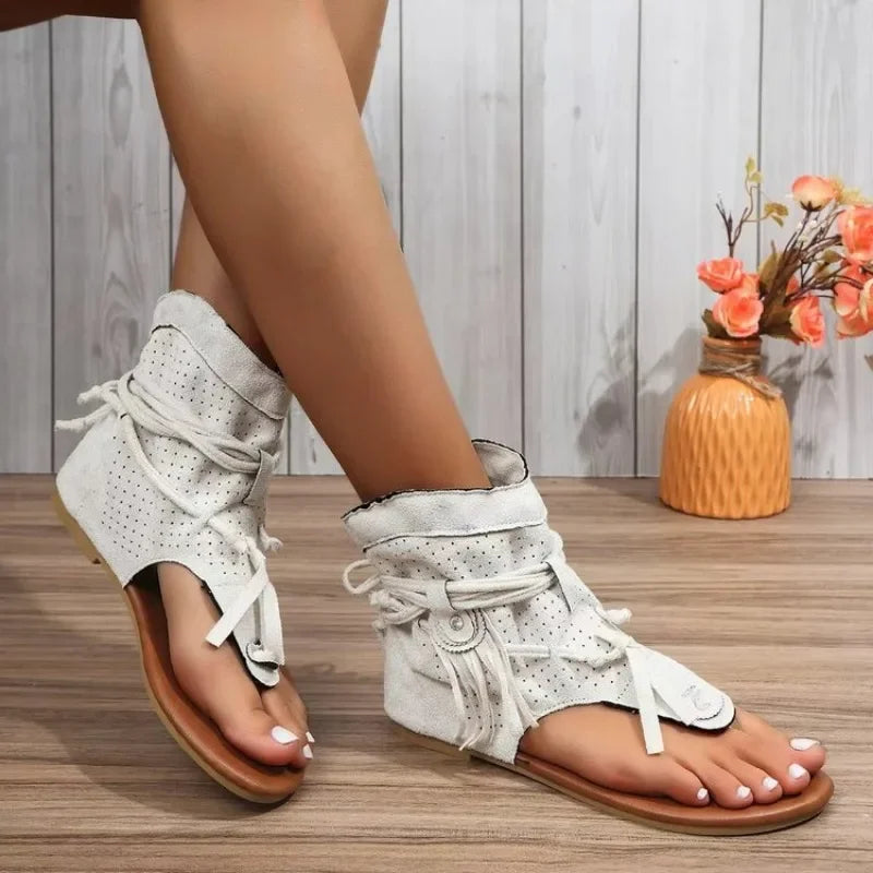 BOHARA - 
Women Sandals 2024 New Summer Bohemia Flat Sandals Women Flip Flops Gladiator Vintage Shoes for Woman Fashion Beach Flat Sandals