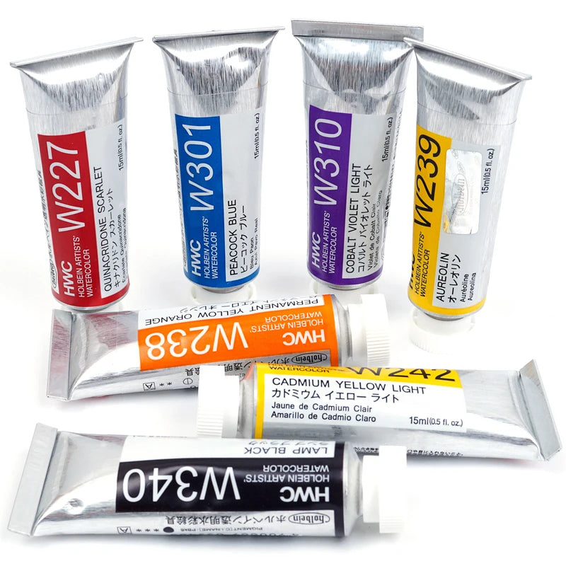 Japan Holbein Series 3 Artists' Transparent Watercolor Paint 15ml/0.5oz Tubes Art Watercolour Professional Drawing Supplies