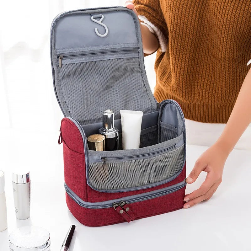 Portable - Toiletry Washbag with Hanging Hook Waterproof Women Bathroom Cosmetic Storage Bag Large Capacity Travel Men Makeup Case
