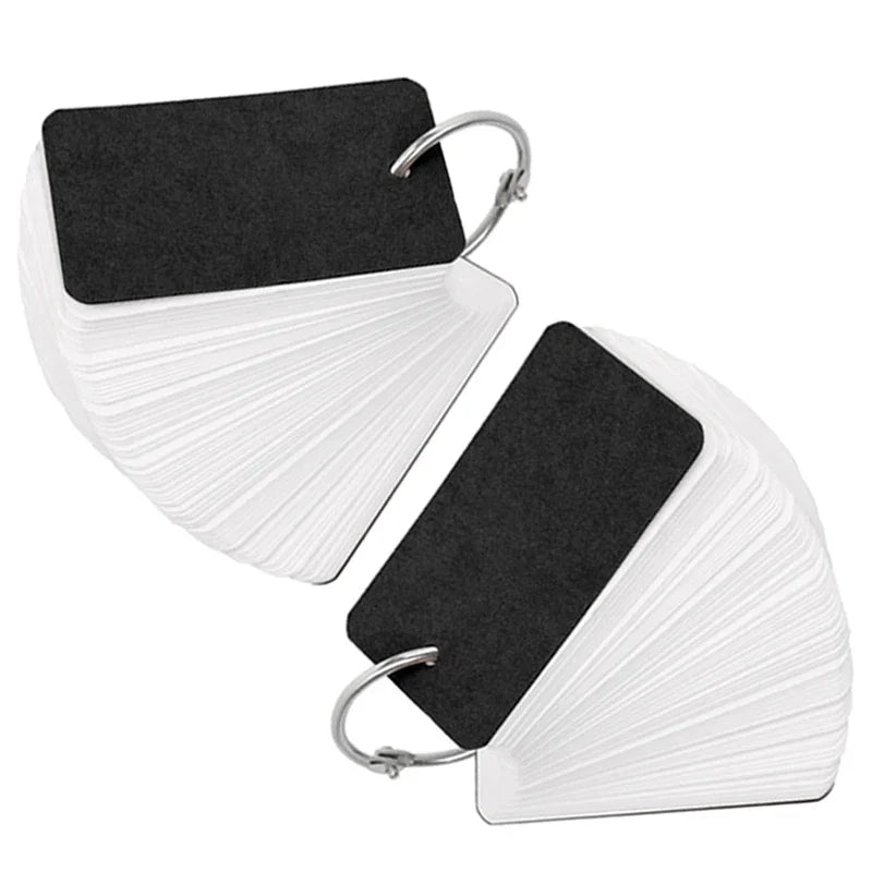400/100Sheets Blank Flash Cards with Rings Study Note Memo Pad Kraft Paper with Binder Ring for Office School Student Supplies