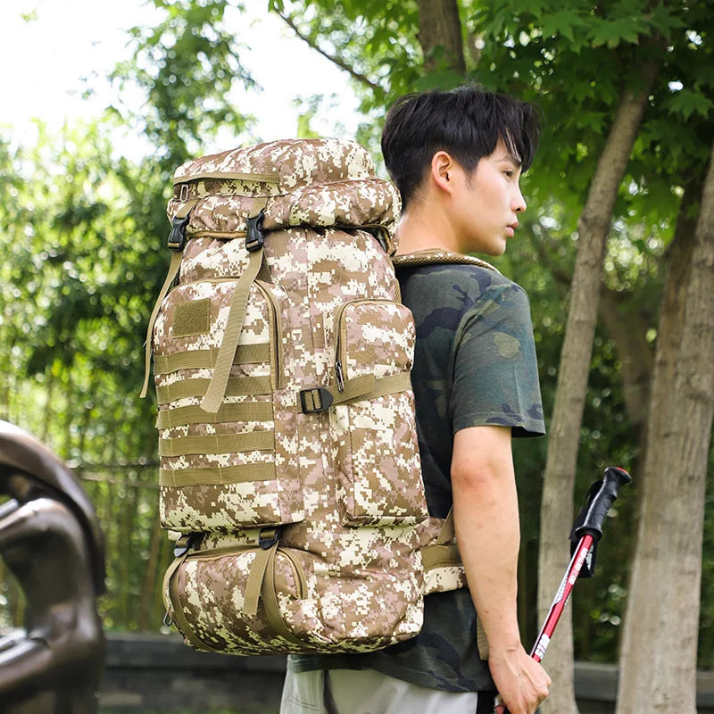 Warer - 80L Large-capacity Waterproof Casual Tactical Backpack Men's and Women's Outdoor Sports Hiking Bag Travel Backpack