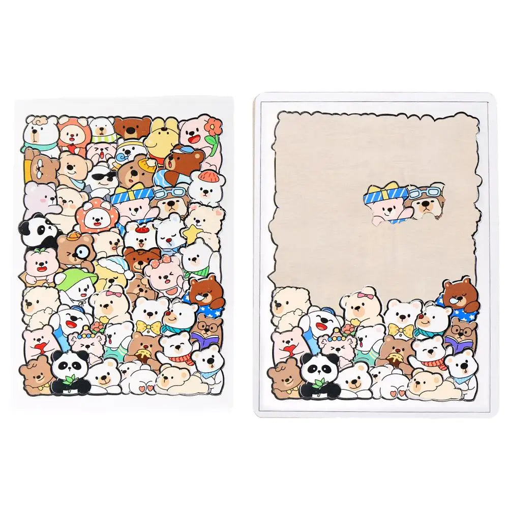 50pcs Wooden Cat Puzzles Animal Wooden Puzzle Stacking Toys Educational Puzzle For Kid Boys Girls Gifts Decoration Painting