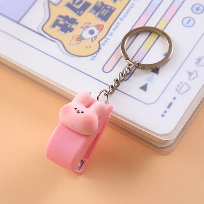 Portable Mini Stapler Cute Book Binding Tools File Organizer Keychains No.10 Staples Office Stationery School Student Supplies