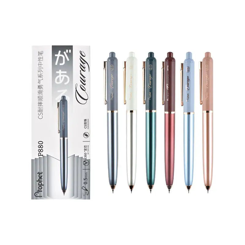 PROPHET COURAGE Gel Pen 0.5mm Rose Gold Pen Clip Low Center of Gravity CS Double-ball Pen Tip Alpha Gel Drop-resistant
