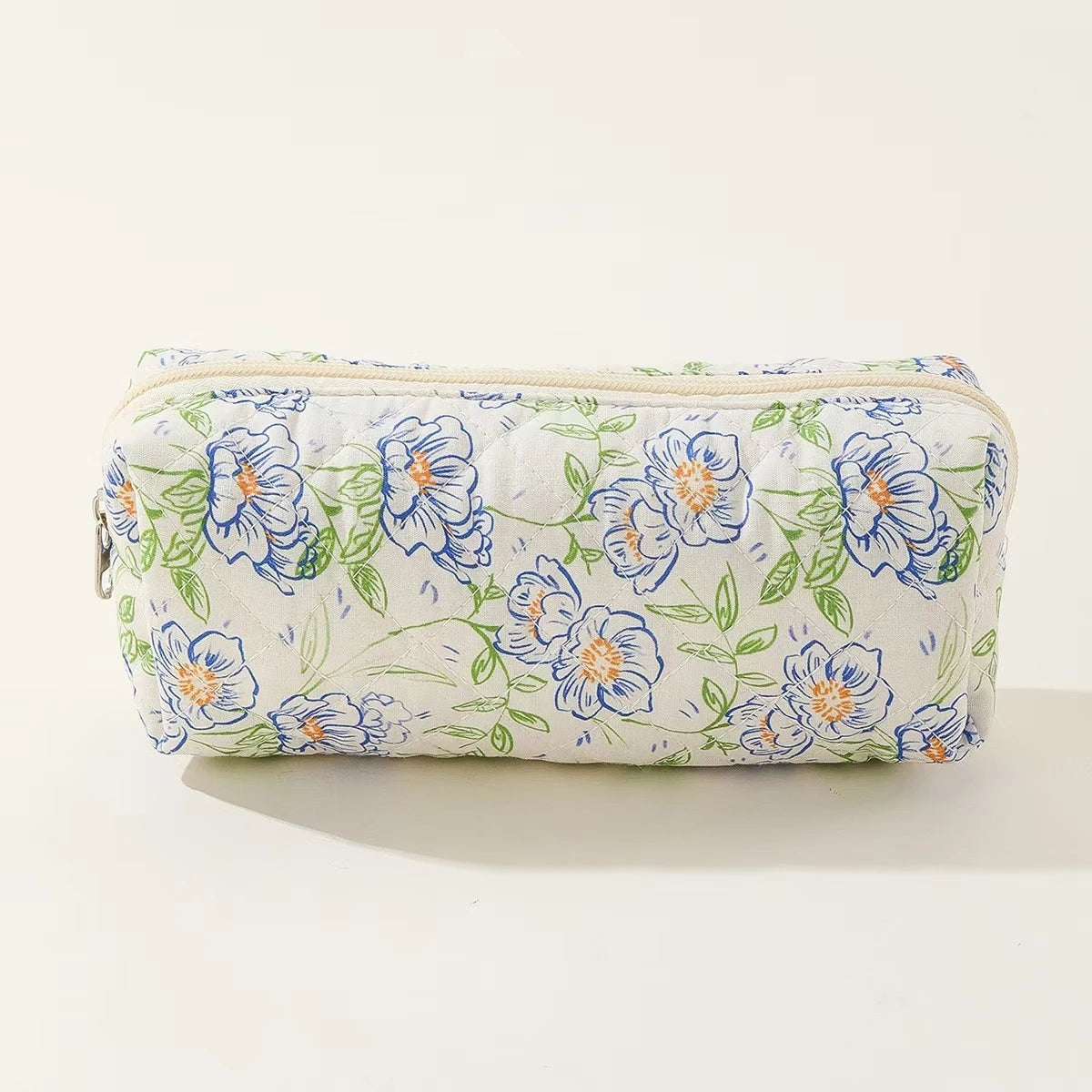 Storage - Organizer Floral Puffy Quilted Makeup Bag Flower Printed Cosmetic Pouch Large Travel Cosmetic Bag Make up Aesthetic
