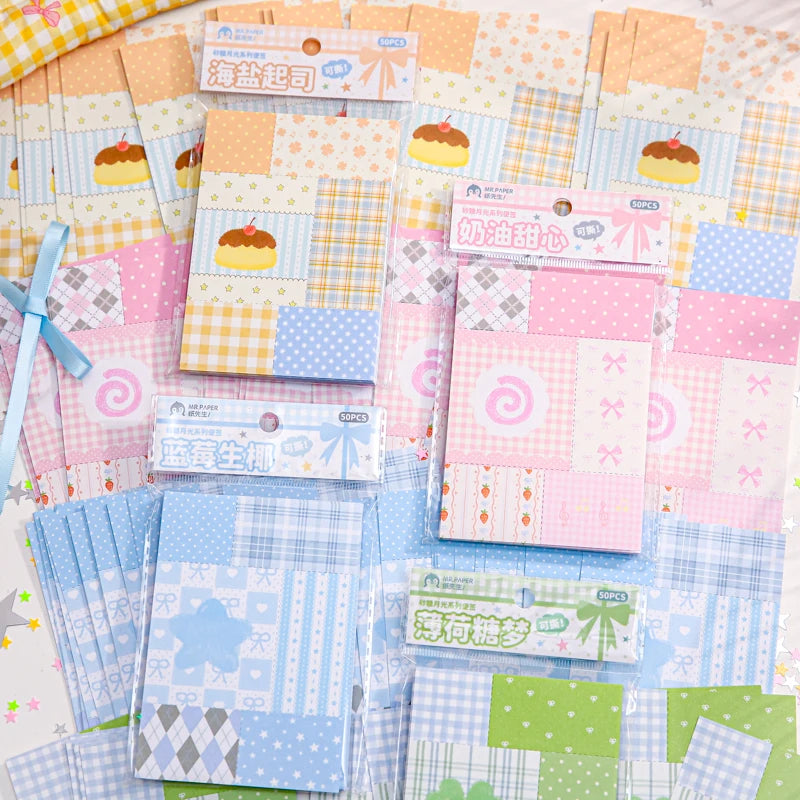 TIANZI 50/100Pcs Cute Cartoon Square Memo Pads High-Quality Writing Paper for To-Do Lists Journals Notes DIY Office Stationery