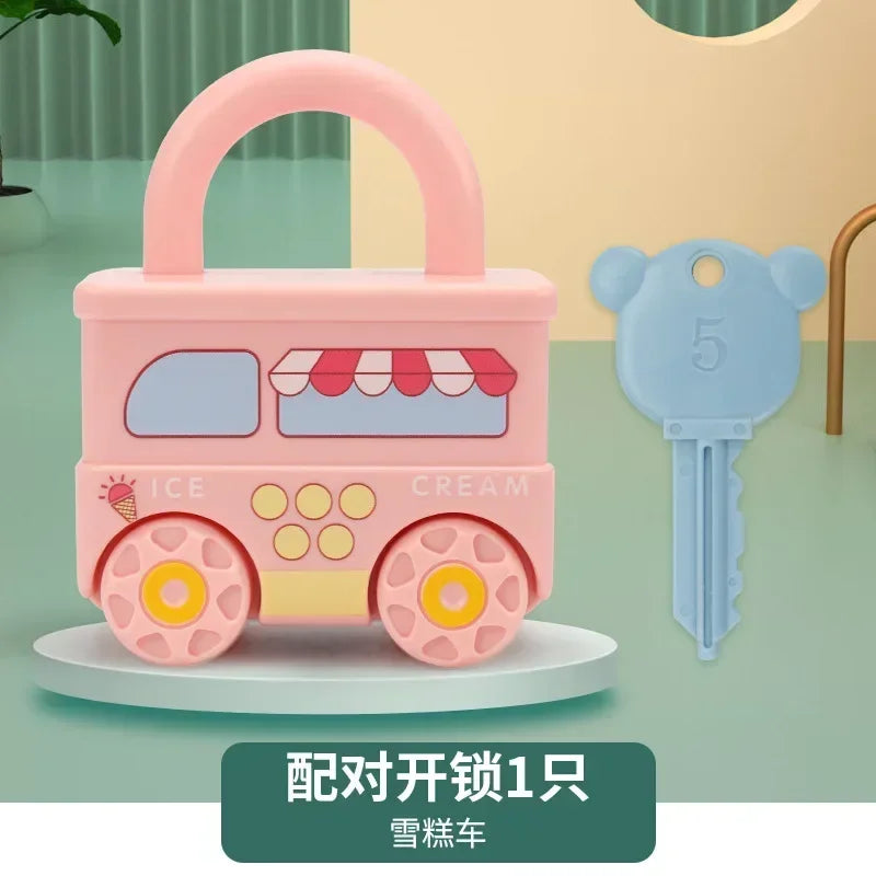 Number Matching Lock Toys Baby Learning Lock with Key Car Games Montessori Educational Toy  Sensory Toys For Kids 1 2 3 Years