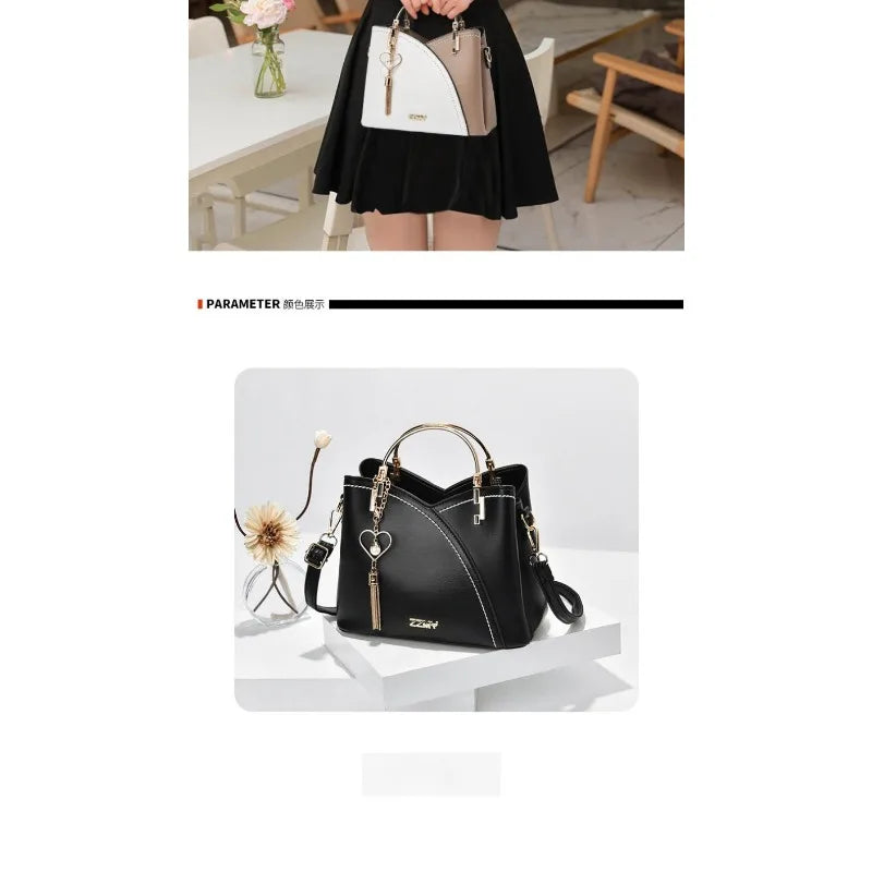 LUNI - 
Fashionable handbag Korean color-blocking large capacity women's bag fashionable one-shoulder crossbody bag bucket bag