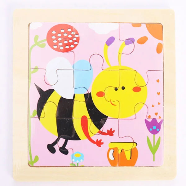 9 Pieces Wooden Puzzle Cartoon Dinosaur Transportation Montessori 3d Puzzle Game Early Learning Educational Toys for Children