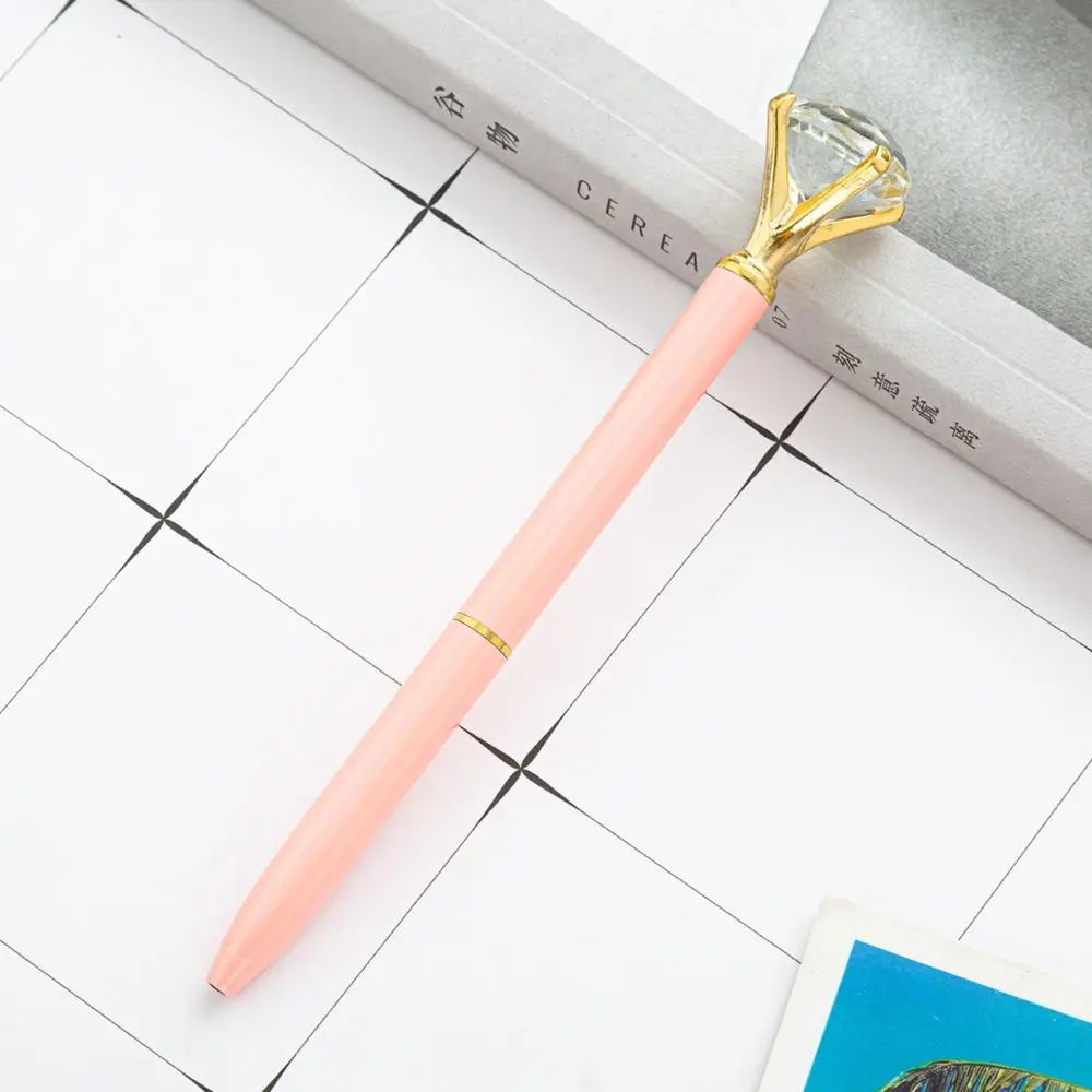 Creative Metal Crystal Pen Office Material Gift Metal Ballpoint Pen Large Diamond Crystal Big Diamond Pen Student Gifts 2024