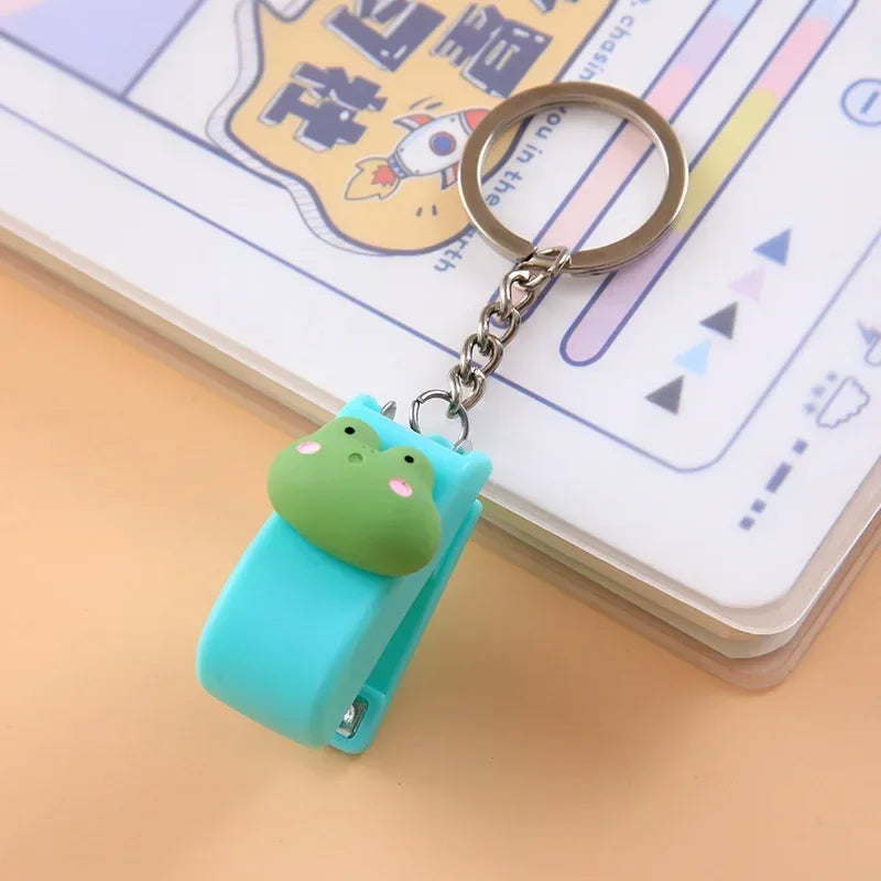 Portable Mini Stapler Cute Book Binding Tools File Organizer Keychains No.10 Staples Office Stationery School Student Supplies