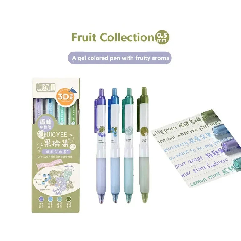 Creative 3D Fruit Scent Colored Gel Pens 0.5mm Smooth Writing School Student Art Drawing Pen for Diary Scrapbooking Stationery