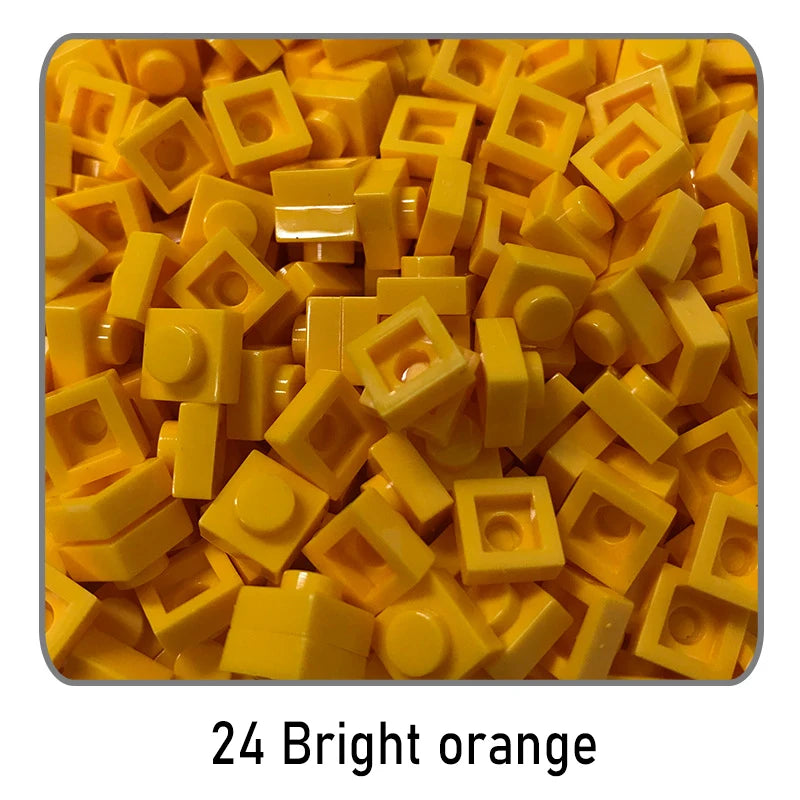 100Pcs DIY Bricks Parts 3024 1x1 Plate Educational Tech Construction Assmble Compatible Block Parts Toys for Child Kids