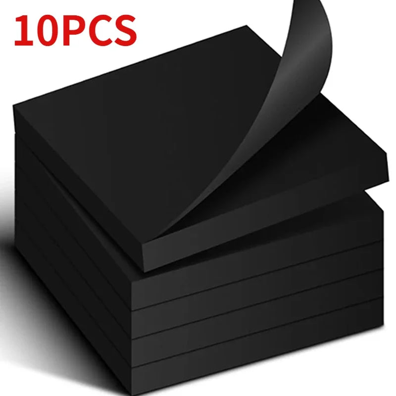 Portable Student Black Sticky Note Pads Office School Stationary Self-Adhesive Sticky Notes Memo Pad Mini Notebooks Reminder