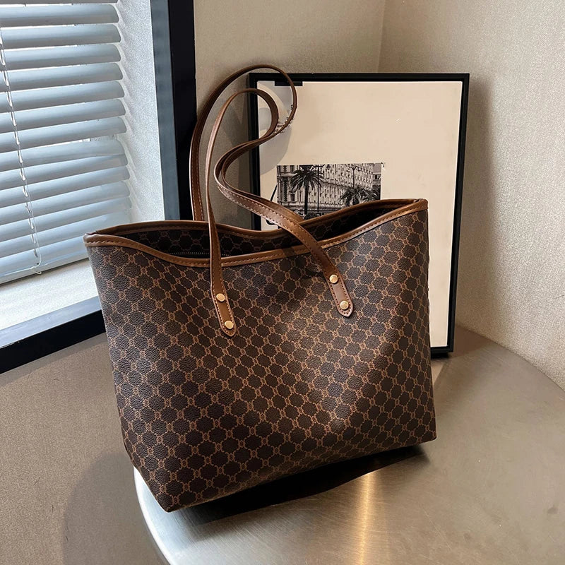 TOVA - 
Large Capacity Shoulder Bag Women's PU Leather Handbag for Commuting and Casual Use Versatile Tote Bag