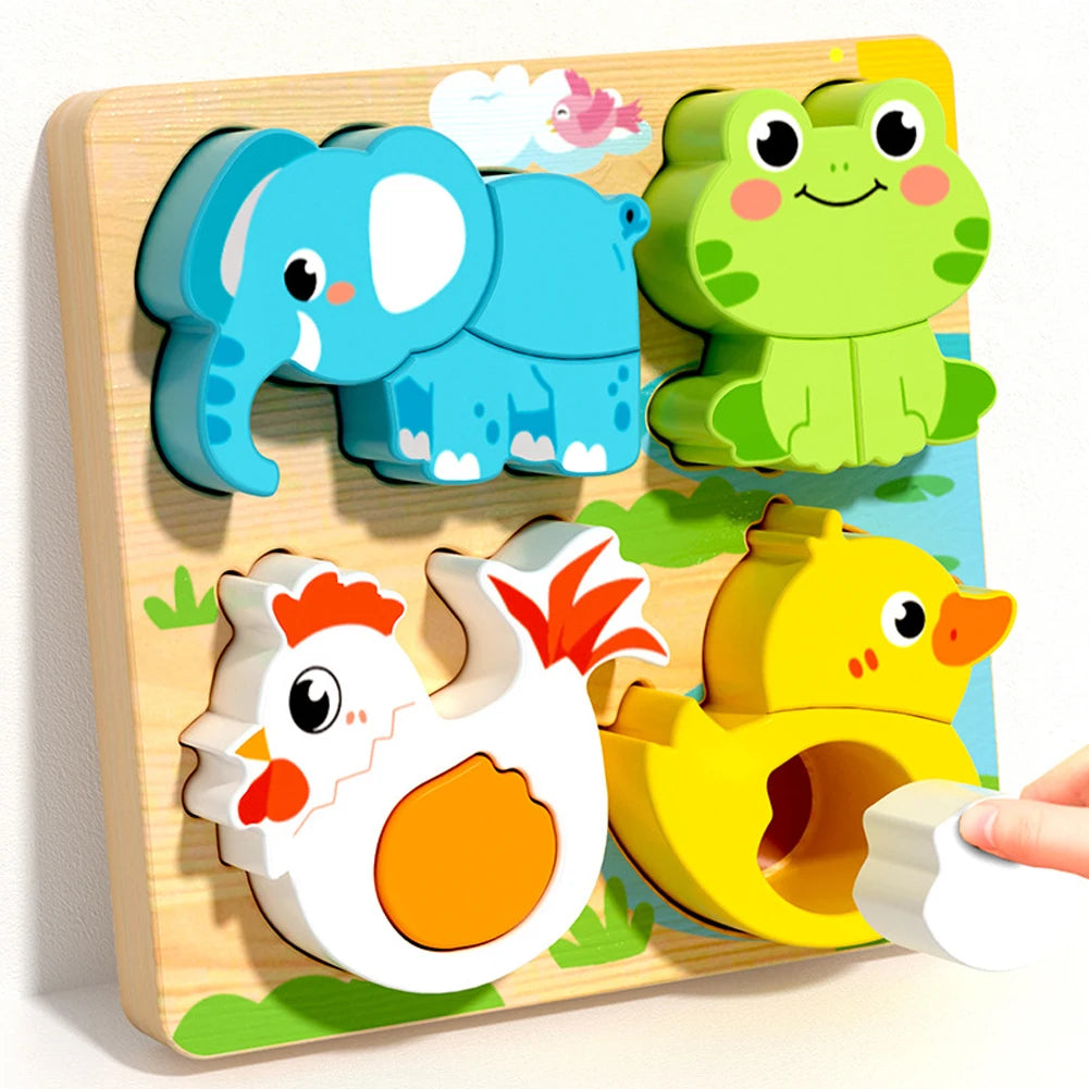 Toddlers Wooden Puzzle Montessori Baby Toys ABC Alphabet Number Shape Matching Board Game Preschool Educational Toy for Kids 2-4