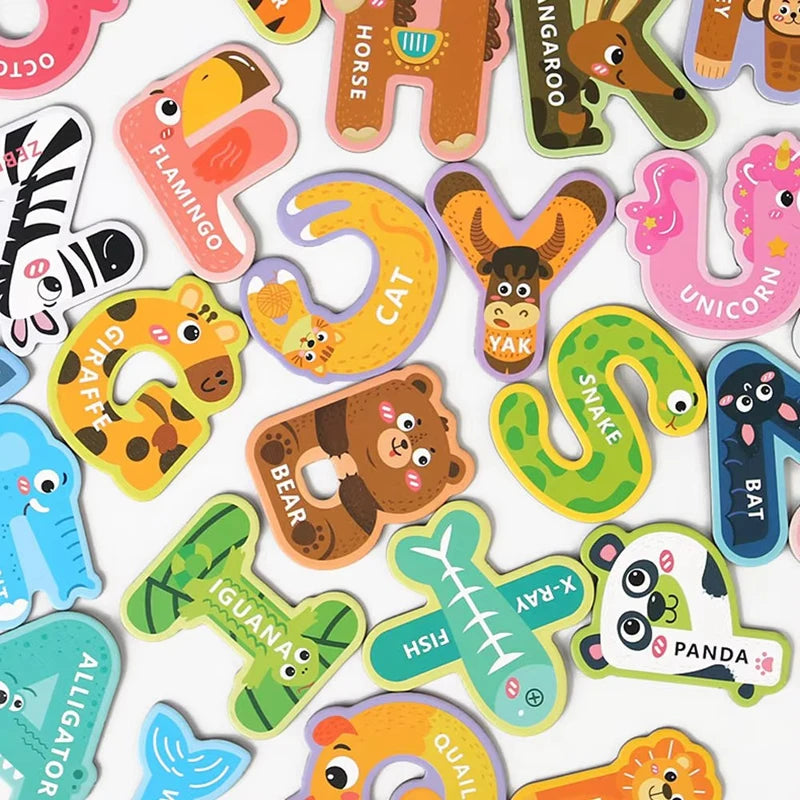 26pcs Large Magnetic Letters Alphabet Cartoon Animal Magnetic Refrigerator Stickers Educational Toys for Kids Learning Spelling