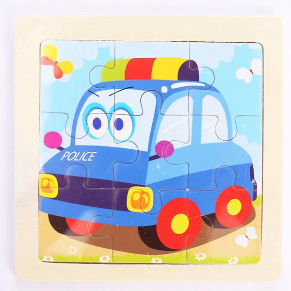 9 Pieces Wooden Puzzle Cartoon Dinosaur Transportation Montessori 3d Puzzle Game Early Learning Educational Toys for Children