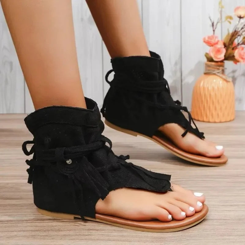 BOHARA - 
Women Sandals 2024 New Summer Bohemia Flat Sandals Women Flip Flops Gladiator Vintage Shoes for Woman Fashion Beach Flat Sandals