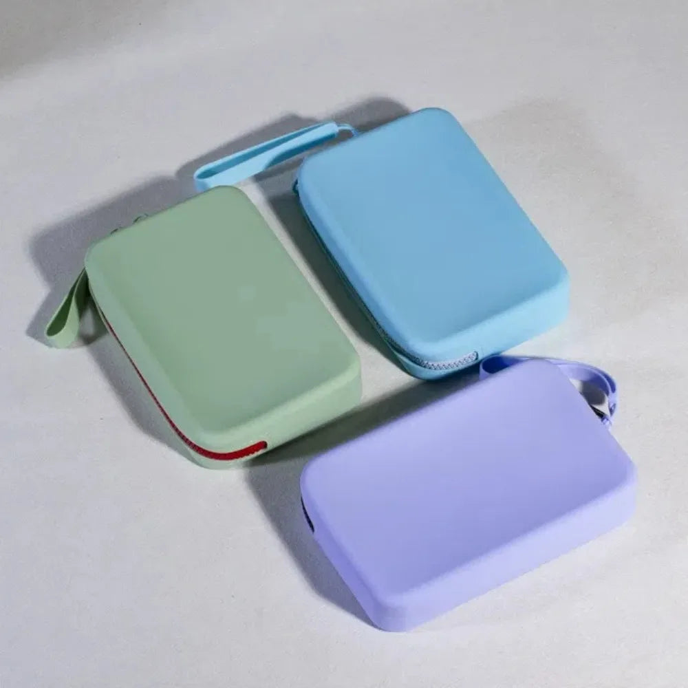AquaSil - Portable Large Capacity Cosmetic Storage Bag with Zipper Silicone Storage Bags Outdoor Waterproof Square Makeup Pouch