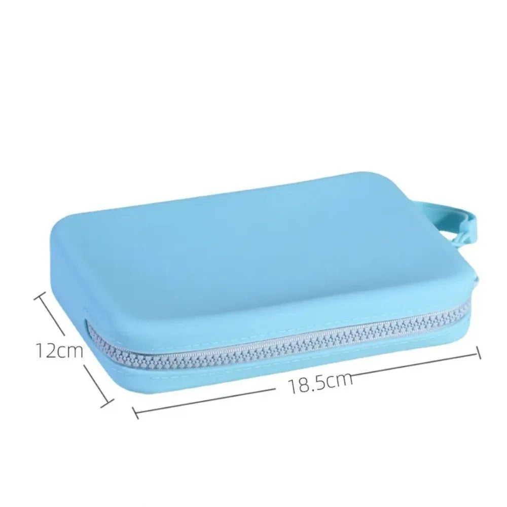 AquaSil - Portable Large Capacity Cosmetic Storage Bag with Zipper Silicone Storage Bags Outdoor Waterproof Square Makeup Pouch