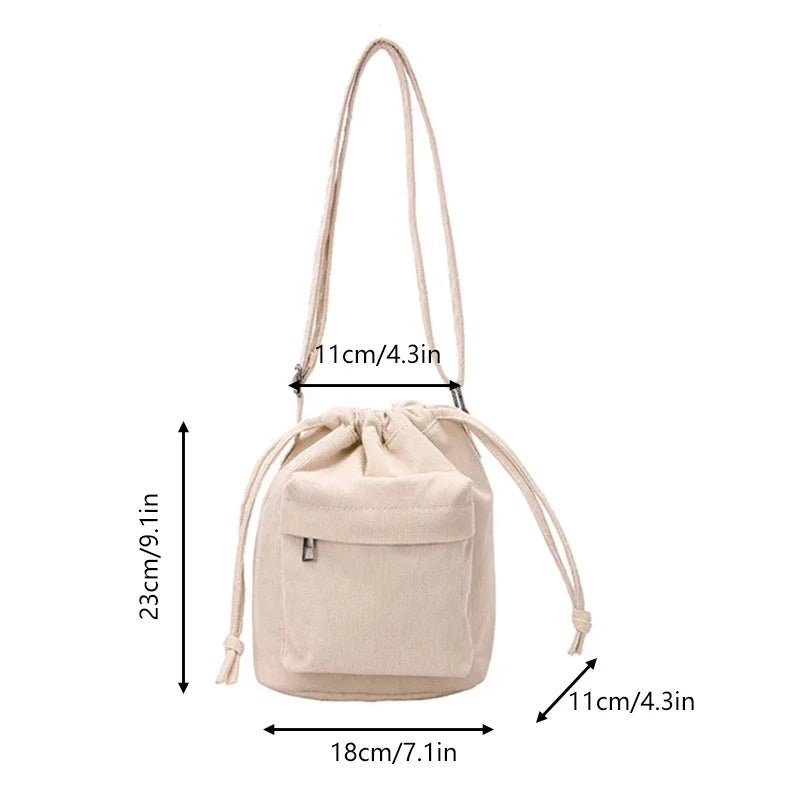 LIVI - 
2025 New Women Bag Middle Shoulder Bag Korean Style Drawstring Bucket Bag Casual Light Youth Crossbody Bag Whole Sale