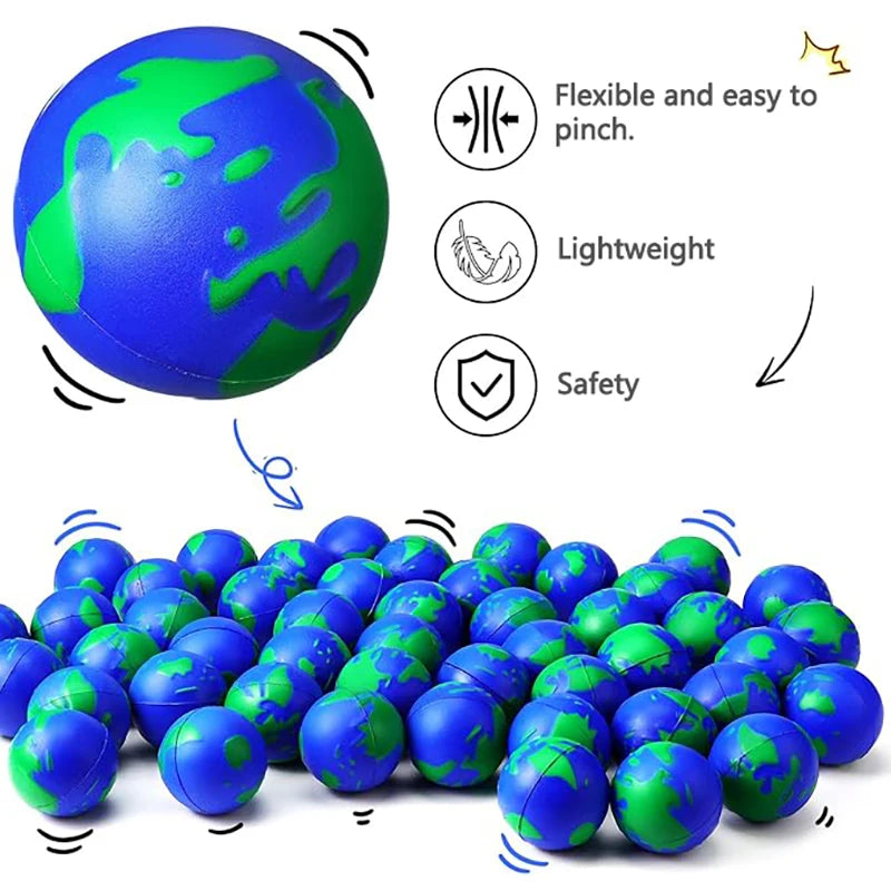 Mini World Earth Stress Balls Children Toy Foam Planet PU Globe Squeezable Balls Finger Exercise Educational Stress Relief Toys