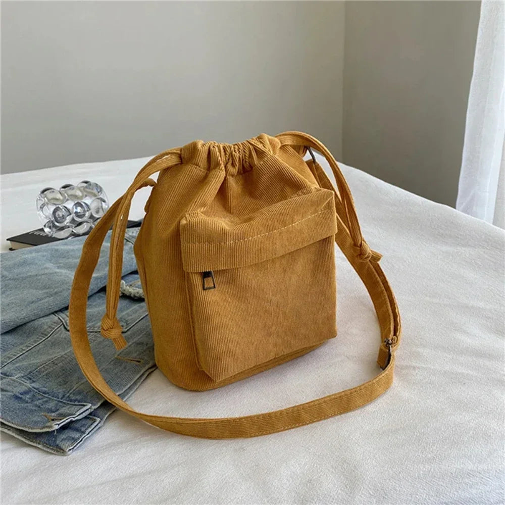 LIVI - 
2025 New Women Bag Middle Shoulder Bag Korean Style Drawstring Bucket Bag Casual Light Youth Crossbody Bag Whole Sale