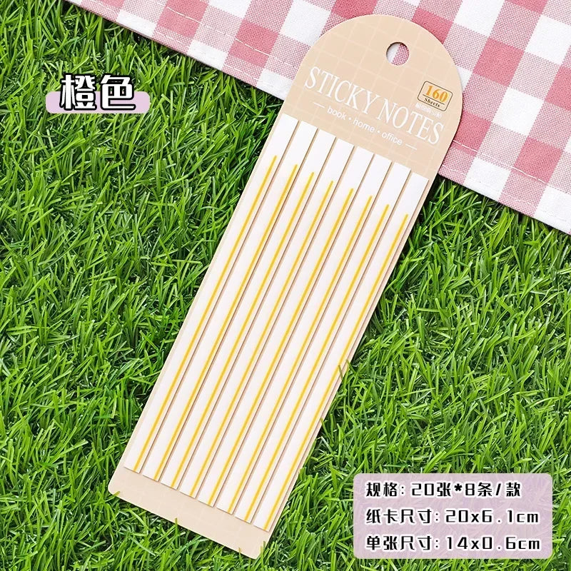 25Sheets highlighting stickers notes thin long strips transparent sticky students colorful fluorescent index Scrapbook 20*6CM