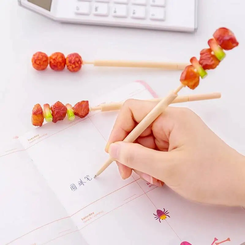 1 Piece Lytwtw's Cute Grilled Kebab Stationery Creative Ballpoint Pen Office School Supply Novelty Funny Lovely