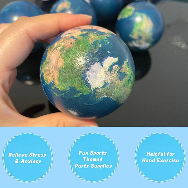 Mini World Earth Stress Balls Children Toy Foam Planet PU Globe Squeezable Balls Finger Exercise Educational Stress Relief Toys