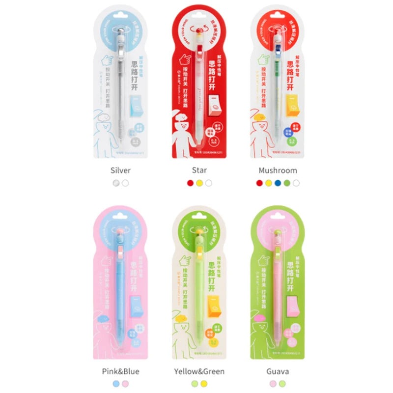 ♥Relax Switch Pen For Exam Prep Fidget Clicker Gel Pen 0.5mm Smooth Writing, Anti-Anxiety Study Tool For School Students Office