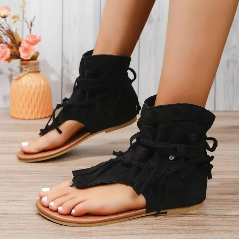 BOHARA - 
Women Sandals 2024 New Summer Bohemia Flat Sandals Women Flip Flops Gladiator Vintage Shoes for Woman Fashion Beach Flat Sandals