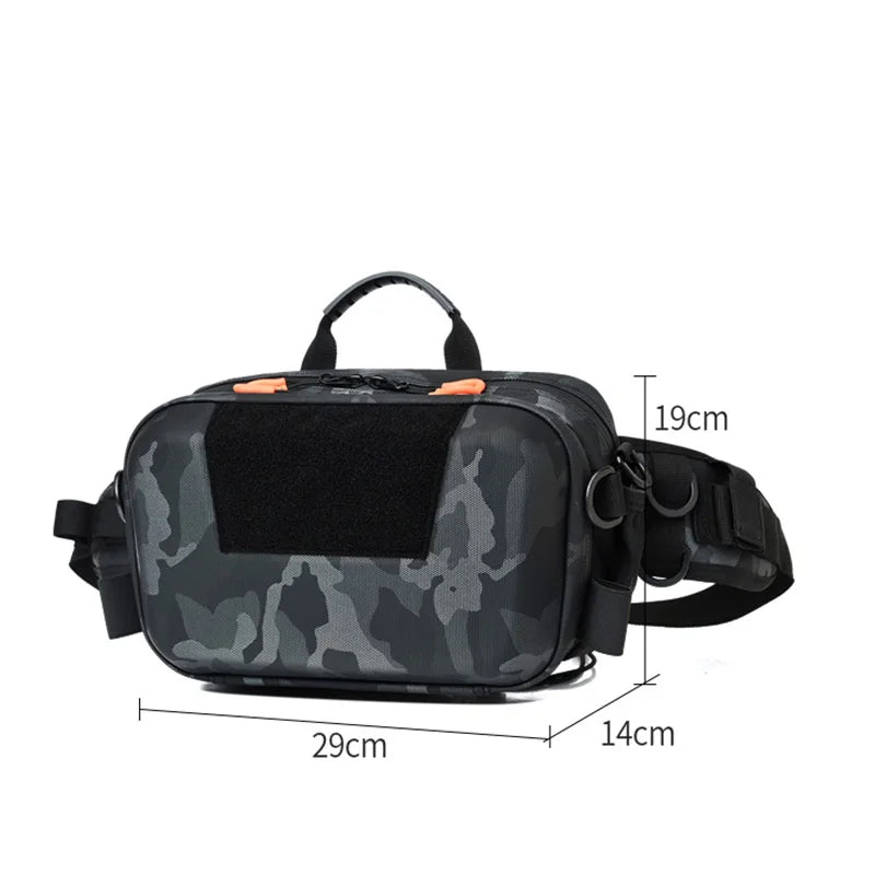 Hardshell  - Fishing Bag Lure Tackle Backpack Men Case with Fihsing Rold Holder Tactical Tool Storage Fish Waist Chest Camping Bag