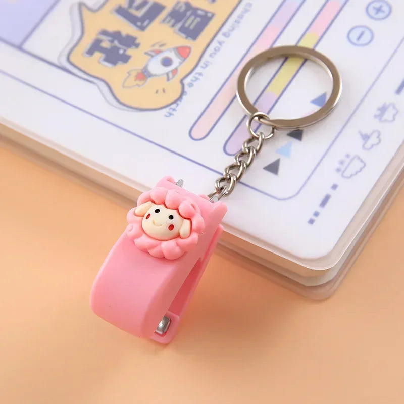 Portable Mini Stapler Cute Book Binding Tools File Organizer Keychains No.10 Staples Office Stationery School Student Supplies