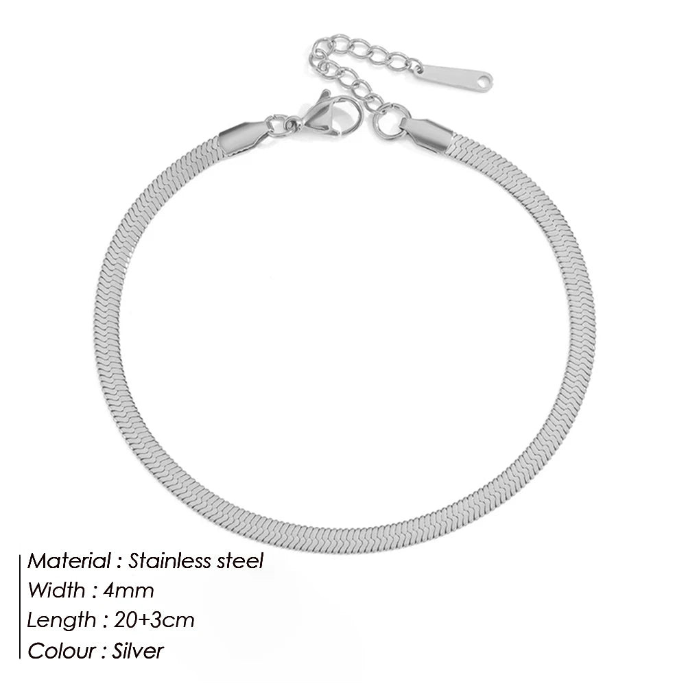 MARLIX - 
eManco Gifts Stainless Steel NotAllergic Men's Blade Chain Wholesale  Silver Color Snake Chain Anklet for Women Beach Chain Ankl