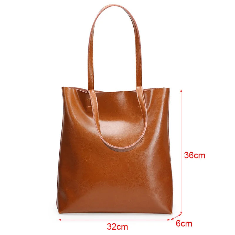 ARLEN - 
Cow Leather Bag Ladies Genuine Leather Handbags Big Women Bag Large Vintage Female 2023 Office Hand Shoulder Bags For Women Tote