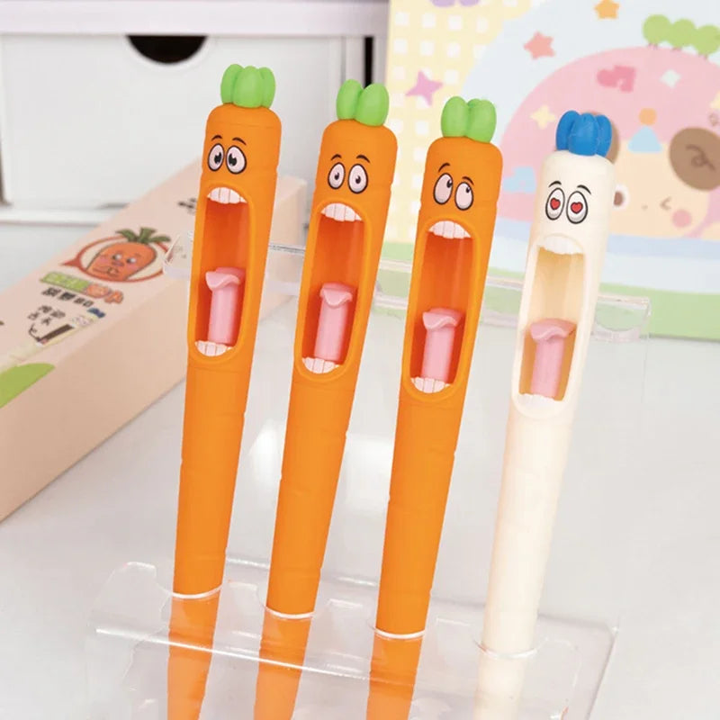 1-4 pcs Amusing Stationery Kawaii Gel Pen School Office Supplies Creative Carrot Funny Recreation Cute Gel Pen