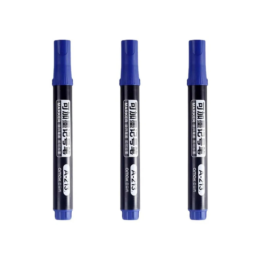 3/5/10 Pcs Permanent Oil-Based Marker Pens Black/Red/Blue - For Metal Wood Plastic Ceramic More - Office Stationery Use