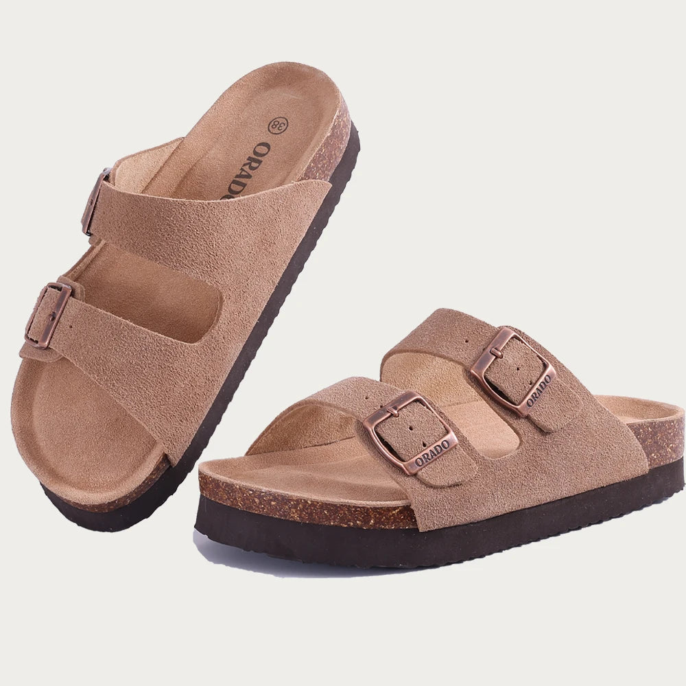 COMFIA - 
Comwarm Classic Cork Sandals For Women Men Fashion Soft Thick Sole Cork Slippers Summer Beach Sandals Home Open Toe Flat Sandals