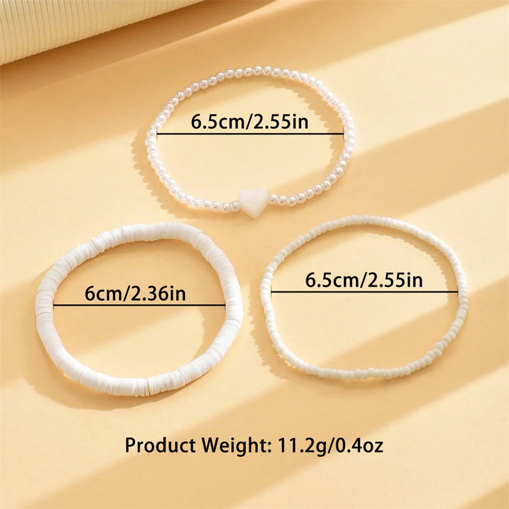 WaveLove - Fashion Rice Beads Simulated Pearl Heart Anklets For Women Versatile Foot Chains Ankle Bracelet Beach Jewelry Summer Accessories