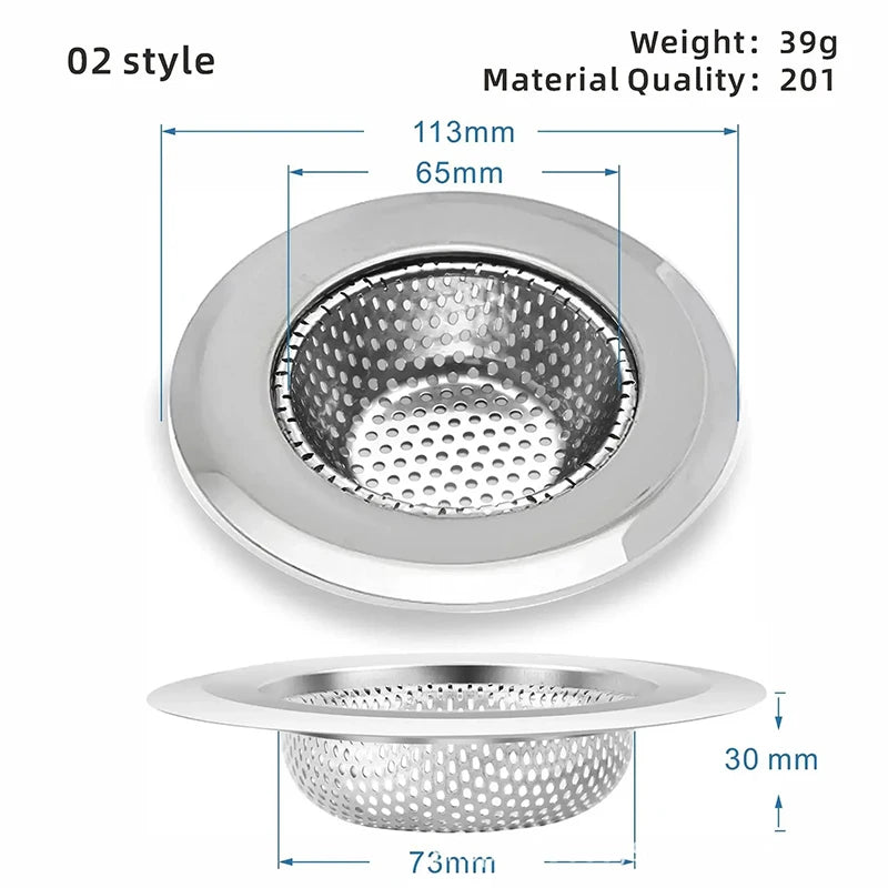 Kitchen Sink Filter Stainless Steel Mesh Sink Strainer Filter Bathroom Sink Strainer Drain Hole Filter Sewer Screen Strainers