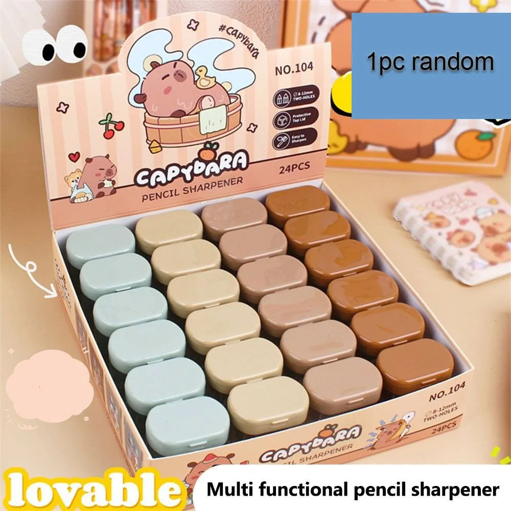 Cartoon Capybara Pencil Sharpener Mini Double Hole Student Cute Pencil Sharpeners Portable Pencil Sharpener for Kids