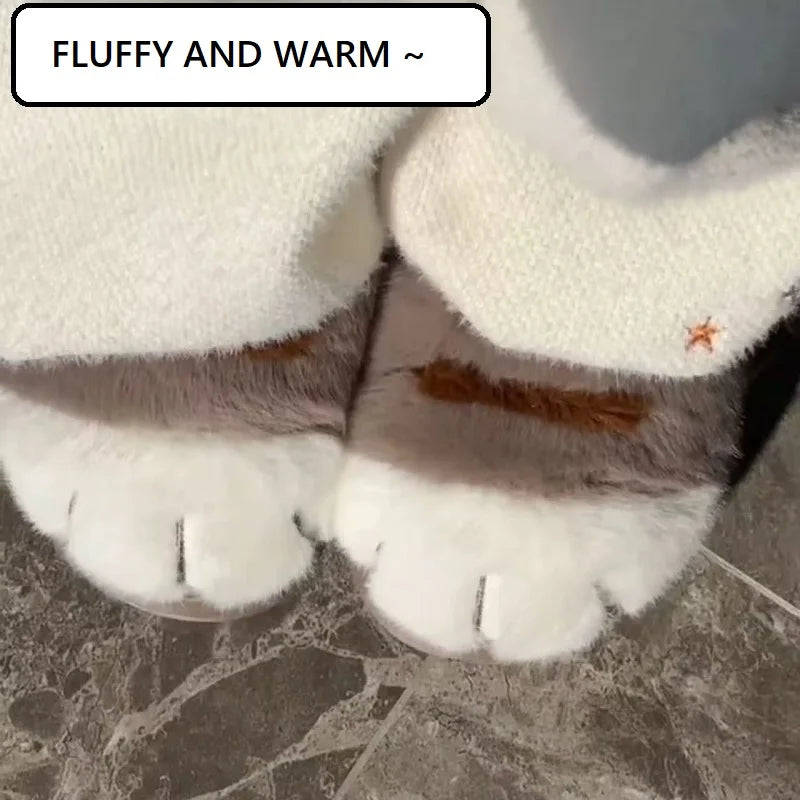 Adorable - Kitty Claw Slippers Women's Home Shoes Non Slip Furry Mules Female Fashion Warm Fluffy Slides Outdoor Cat Slippers