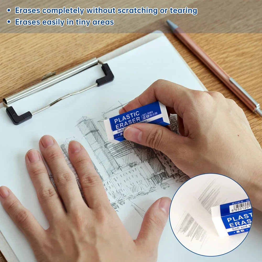 1-90Pcs Soft 2B Pencil Eraser PVC Plastic Rubber Eraser Sketches Paintings Fine Arts Eraser for School Office Drawing Sketches