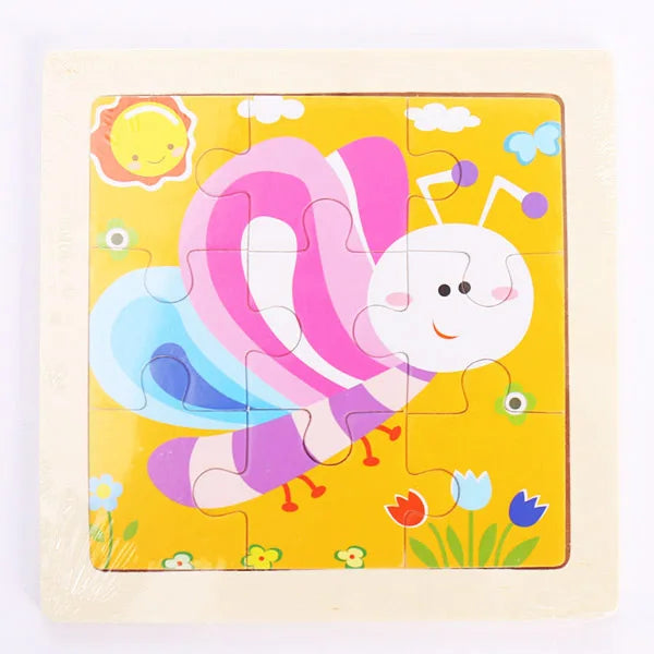 9 Pieces Wooden Puzzle Cartoon Dinosaur Transportation Montessori 3d Puzzle Game Early Learning Educational Toys for Children